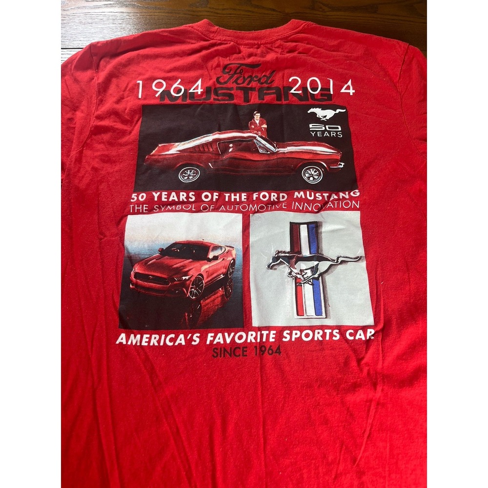 Ford Mustang 50 Years Red Graphic Print Men's Short Sleeve T-Shirt Size Large